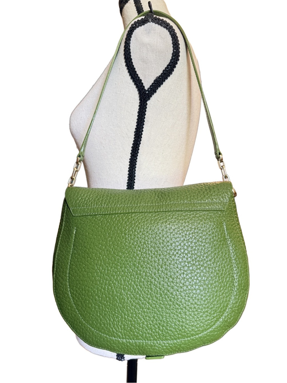 Furla Green Pebbled Leather Club Shoulder Bag with Gold Hardware - Picture 3 of 13